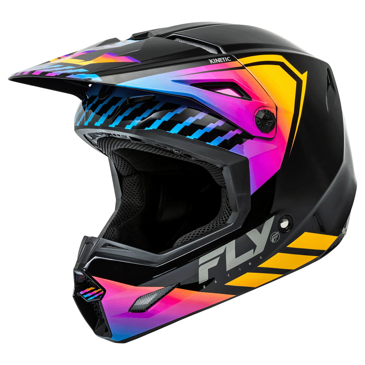 FLY RACING YOUTH KINETIC MENACE ECE HELMET 2024 - BLACK/SUNRISE