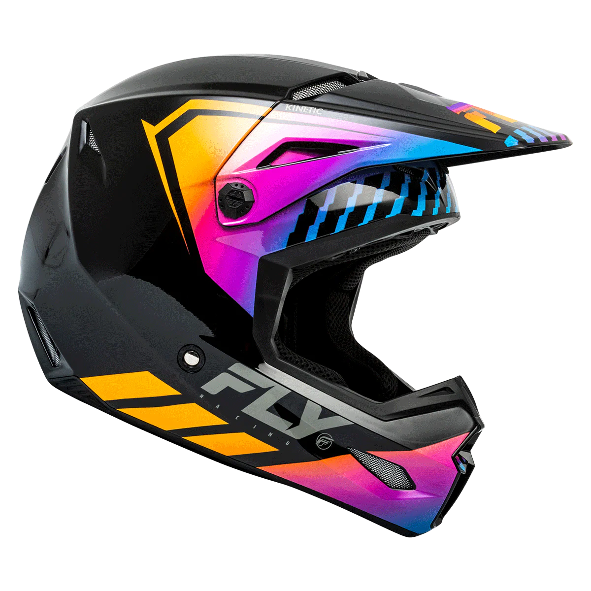 FLY RACING YOUTH KINETIC MENACE ECE HELMET 2024 - BLACK/SUNRISE