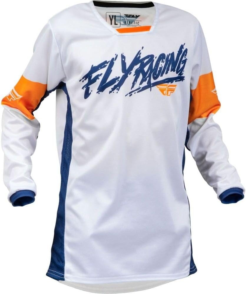 FLY KINETIC KHAOS YOUTH JERSEY 2023 - WHITE/NAVY/ORANGE