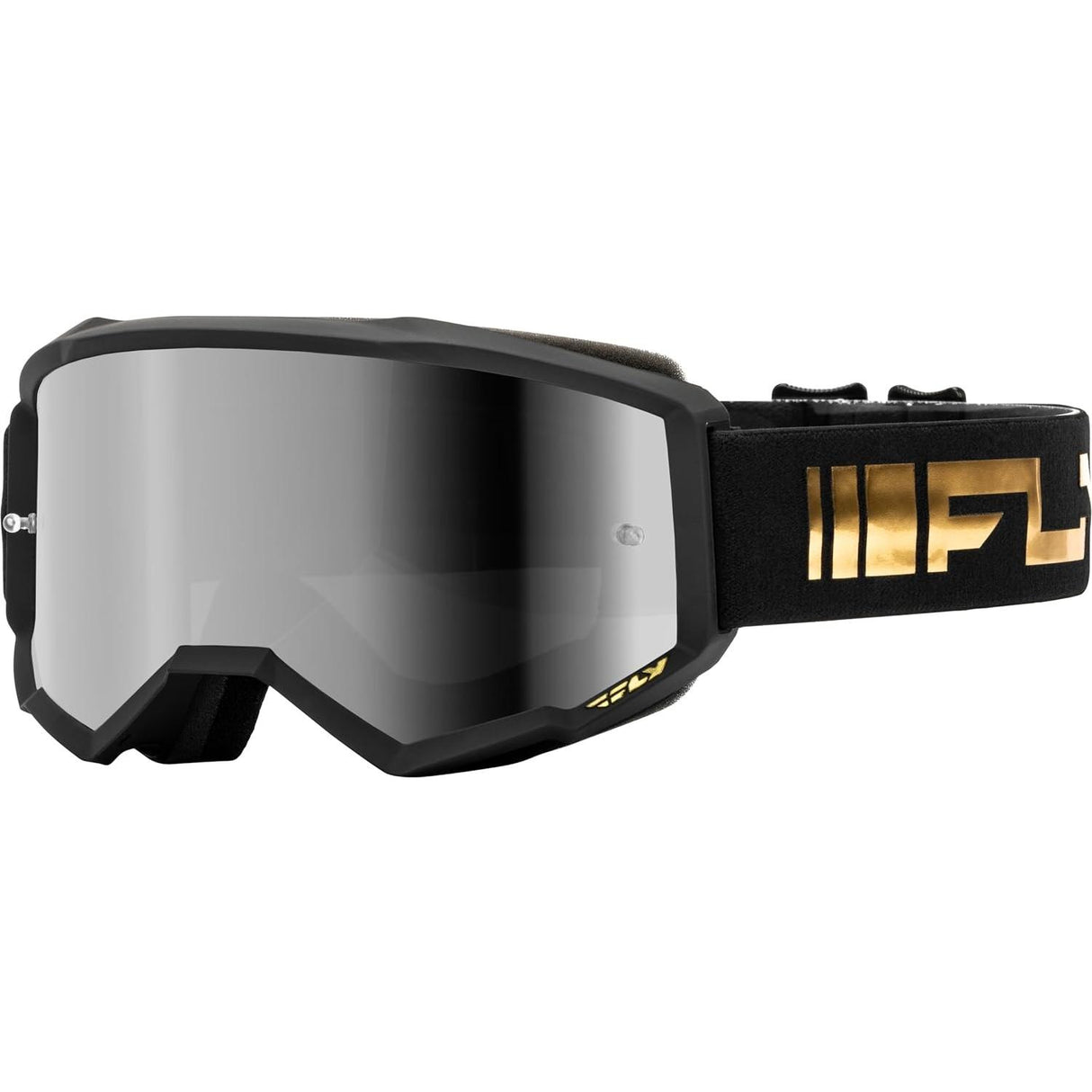 FLY ZONE YOUTH GOGGLE 24 W/SMOKE LENS + POST - BLACK/GOLD W/ SILVER MIRROR