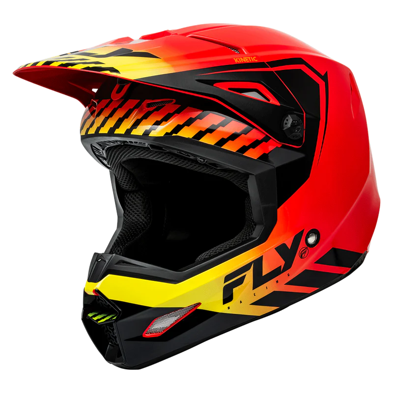 FLY RACING YOUTH KINETIC MENACE ECE HELMET 2024 - RED/BLACK/YELLOW