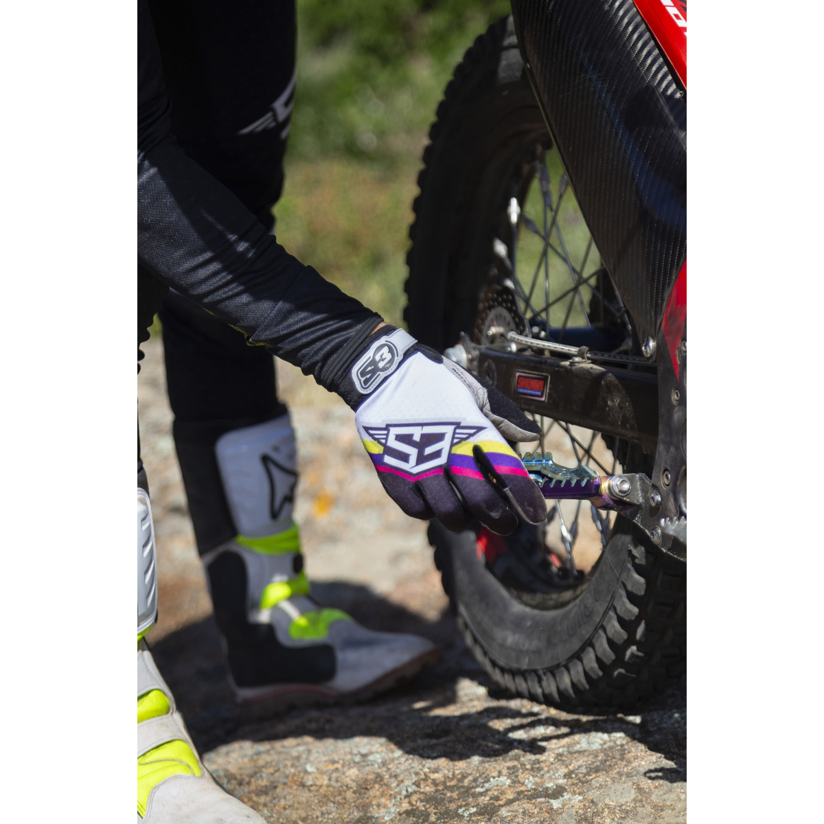 S3 RACING GLOVES ROCK - FLUOR-BLACK