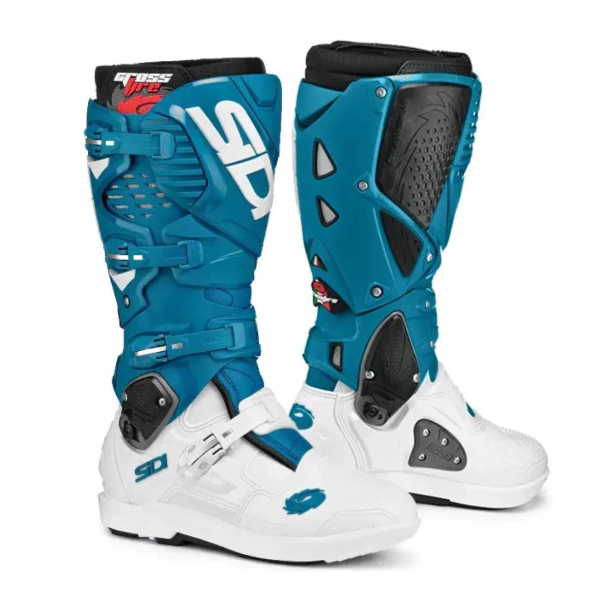 SIDI CROSSFIRE 3 SRS MX BOOTS - WHITE PETROL