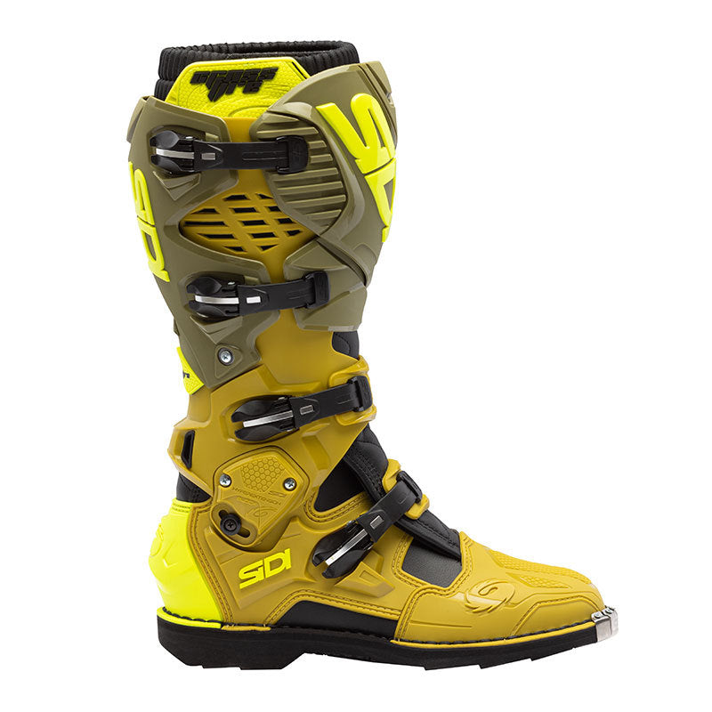 SIDI CROSSFIRE 3 MX BOOTS OLIVE GREEN-FLUO YELLOW