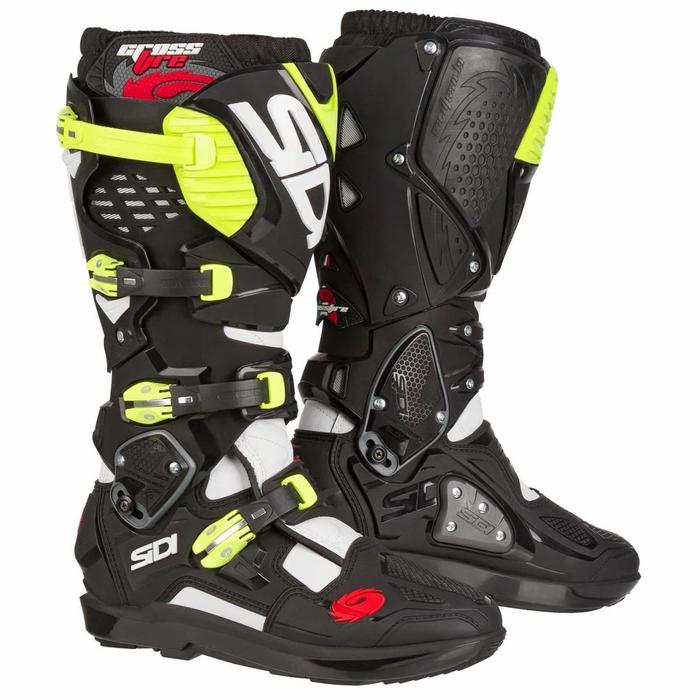 SIDI CROSSFIRE 3 SRS MX BOOTS - WHITE-BLACK-F.YELLOW
