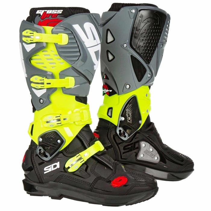 SIDI CROSSFIRE 3 SRS MX BOOTS L.E - BLACK-F.YELLOW-GREY