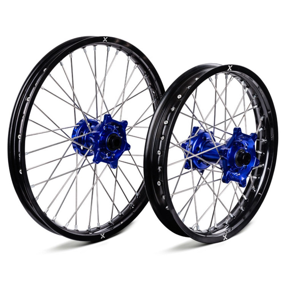 X-GRIP WHEEL SET F21 X 1.6 & R18 X 2.15 FOR KTM/HUSQ - BLACK-BLUE